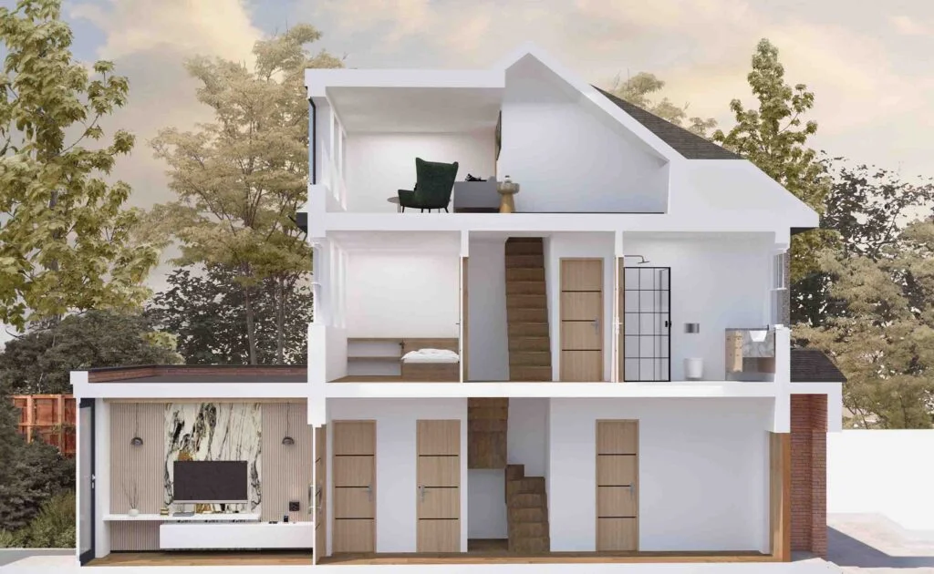Master Bedroom Loft Conversion 3D Section - In & Out House