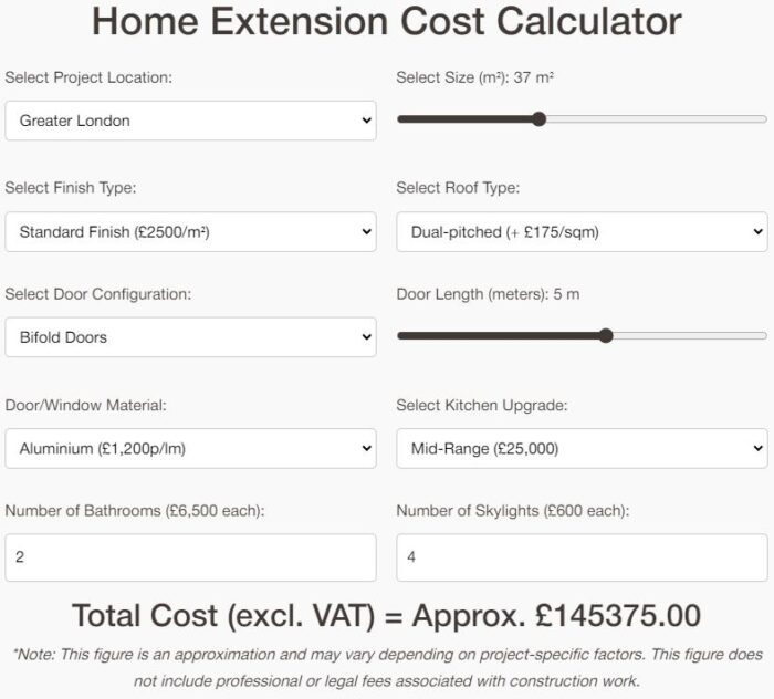 House Extension Cost Calculator - DeVis Architecture