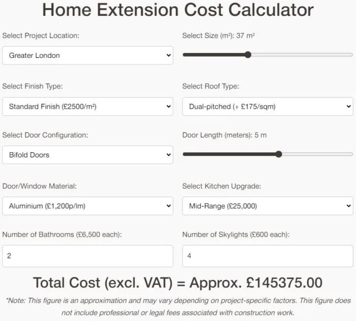House Extension Cost Calculator - DeVis Architecture