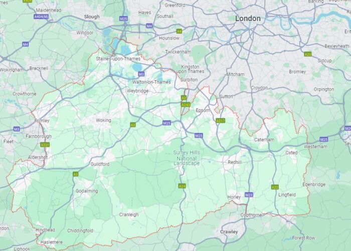 Map of Surrey - Where We Work