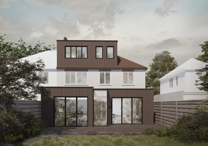 Natural Timber Cladding Rear Extension & Dormer - Scarlet House